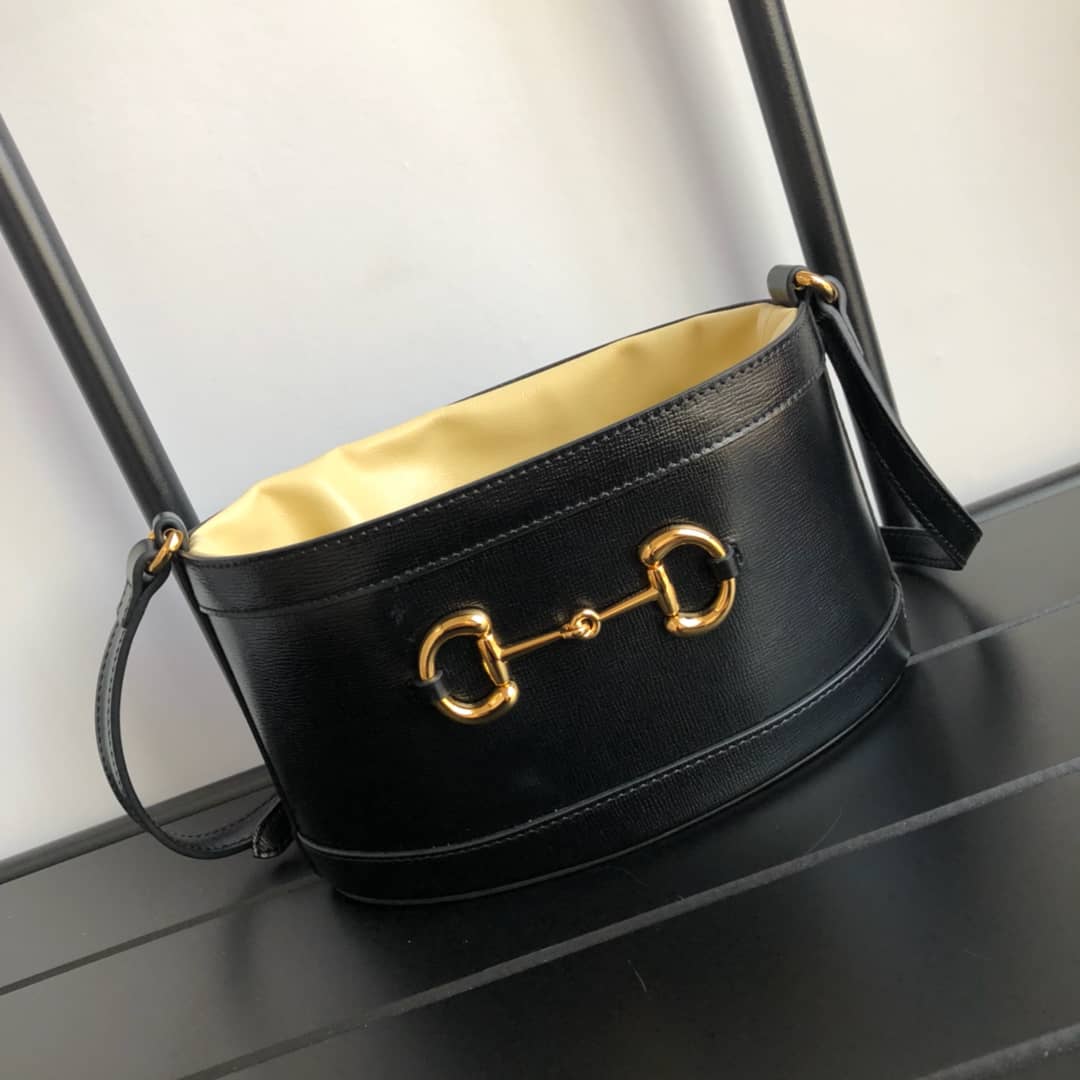 Best Replica Gucci 1955 Horsebit Bucket Bag Replica Yellow Black 602118 - Colareps
