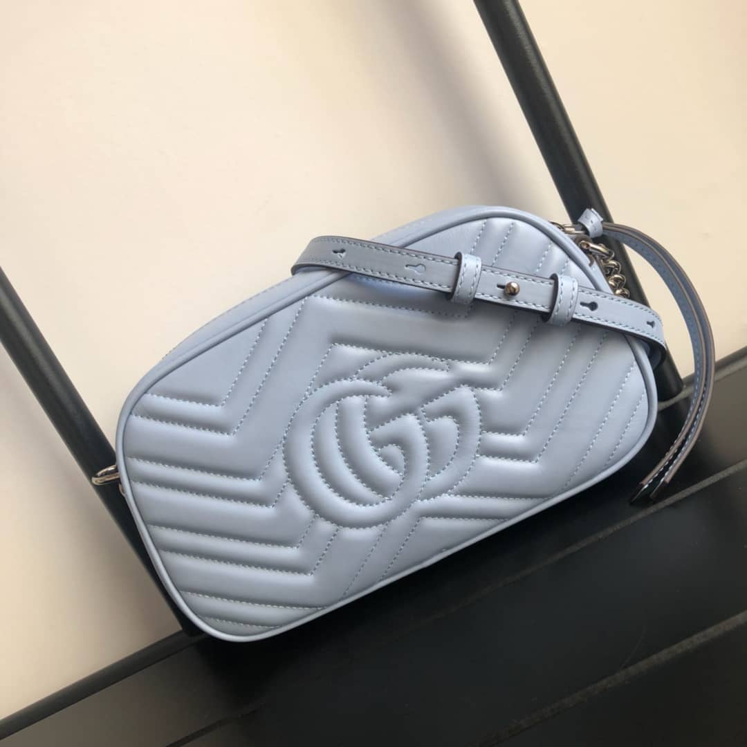 Best Replica Gucci GG Marmont Small Shoulder Handbag Camera Bag Replica Blue 447632 - Colareps