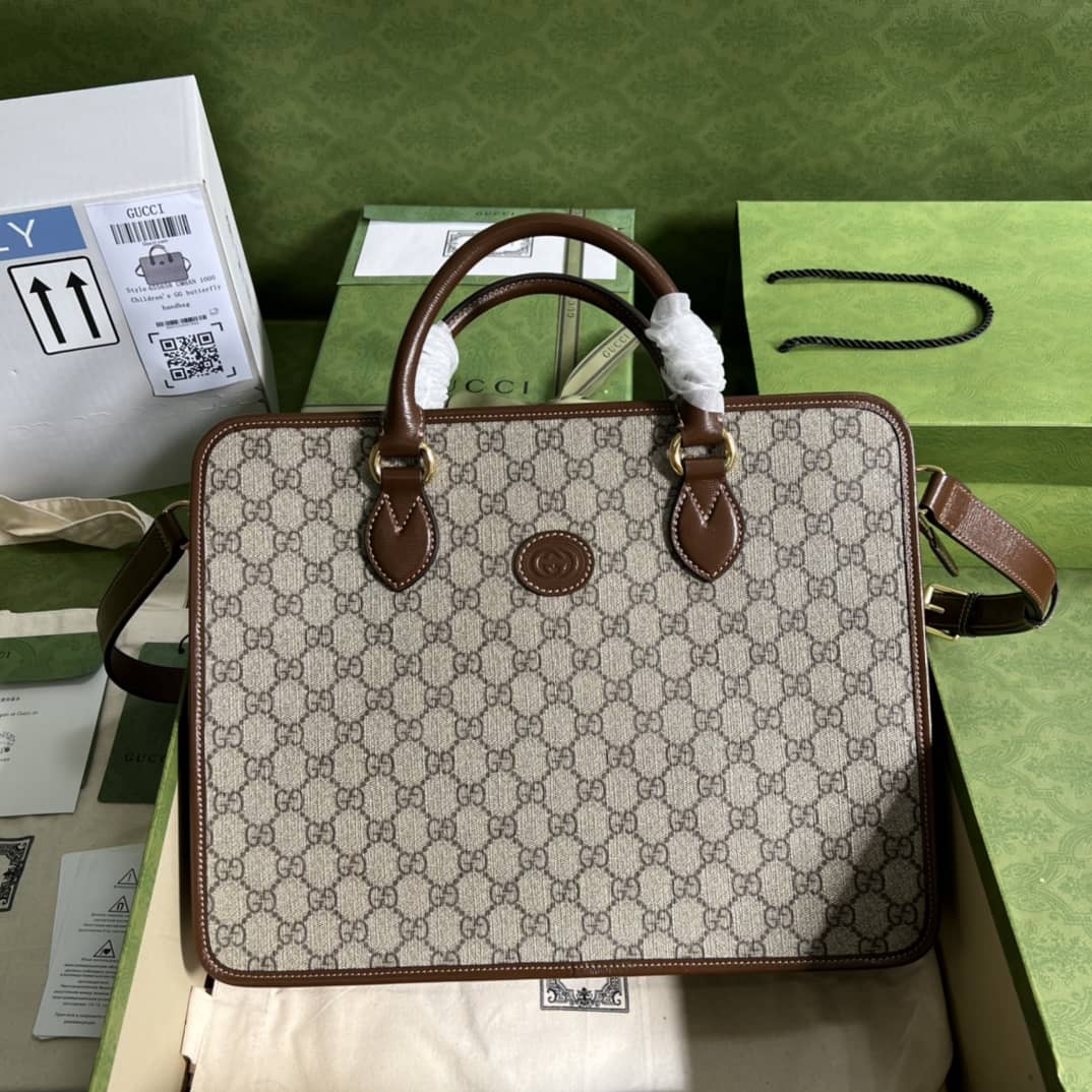 Best Replica Gucci GG Supreme Canvas Mens Briefcase Replica 674143 - Colareps