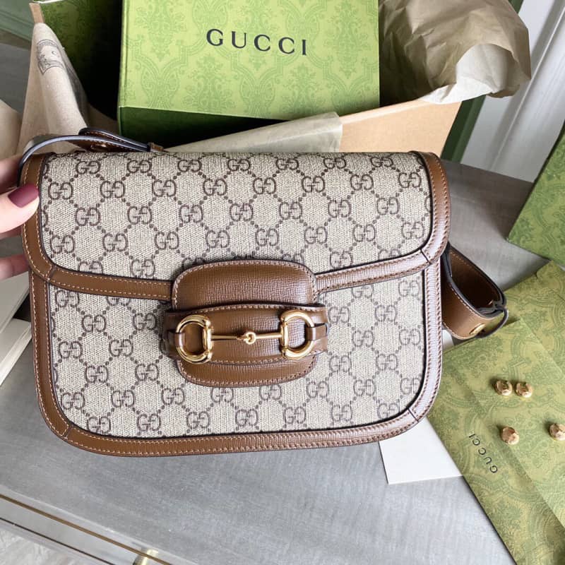 Best Replica Gucci Horsebit 1955 Shoulder Bag Replica Brown 602204 - Colareps
