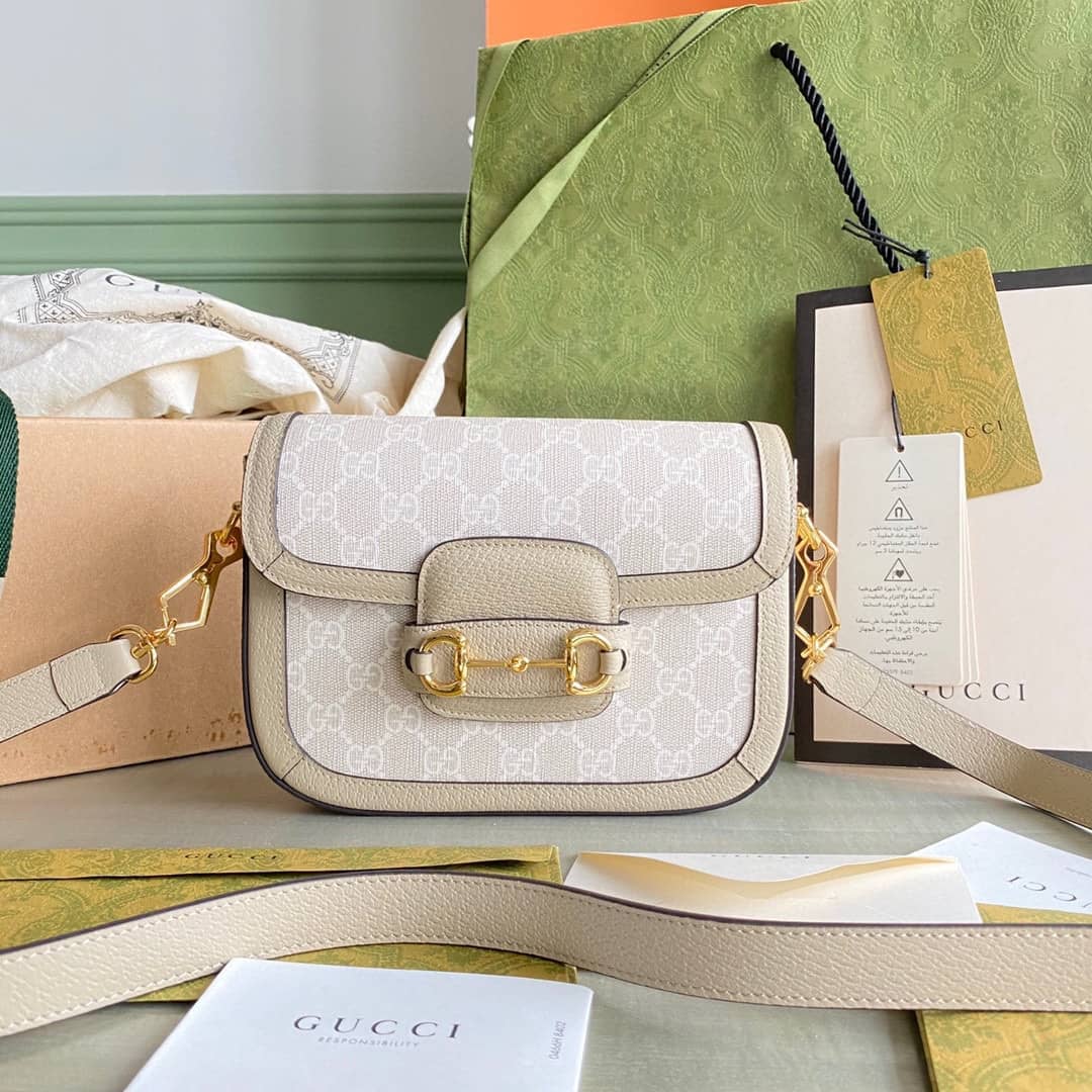 Best Replica Gucci Horsebit 1955 Mini Shoulder Bag White 658574 Replica - Colareps