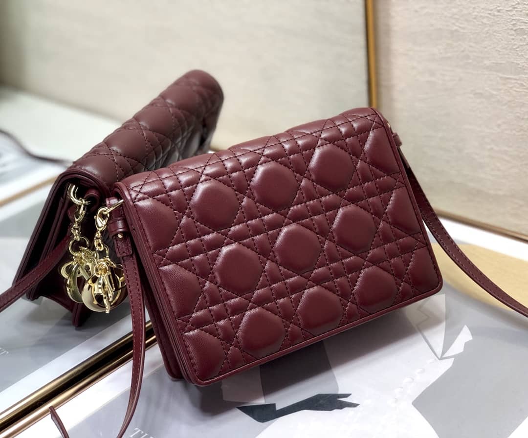 Best Replica Lady Dior Dupe Cannage Calfskin Pouch - Colareps