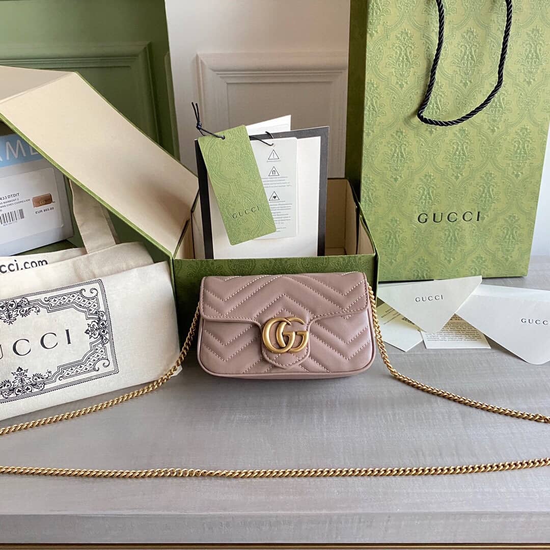 Best Replica Gucci GG Marmont Matelasse Leather Mini Shoulder Bag Replica Pink 476433 - Colareps