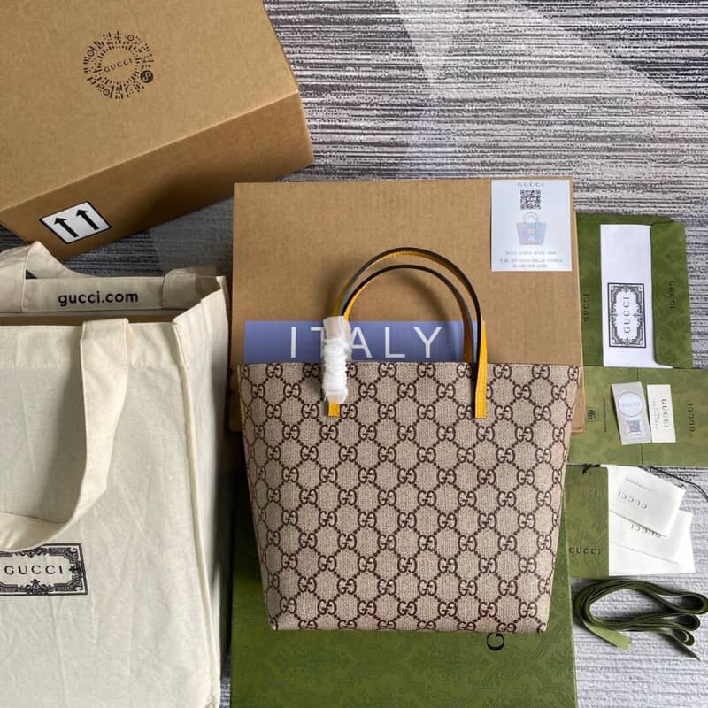 Best Replica Gucci Children GG Supreme Canvas Replica Tote Brown 410812 - Colareps