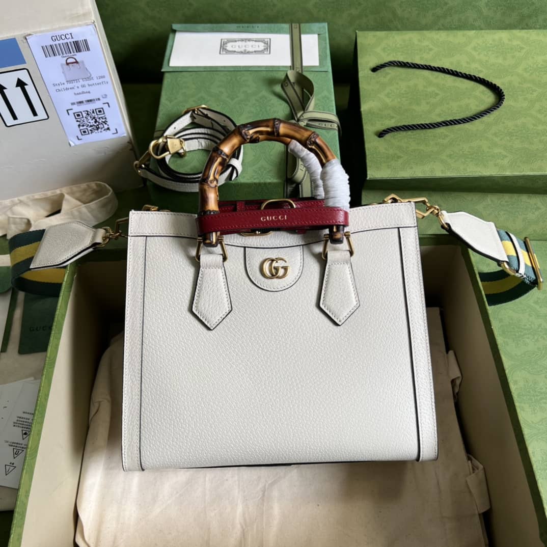 Best Replica Gucci Diana Small Tote White 702721 Replica Bag - Colareps