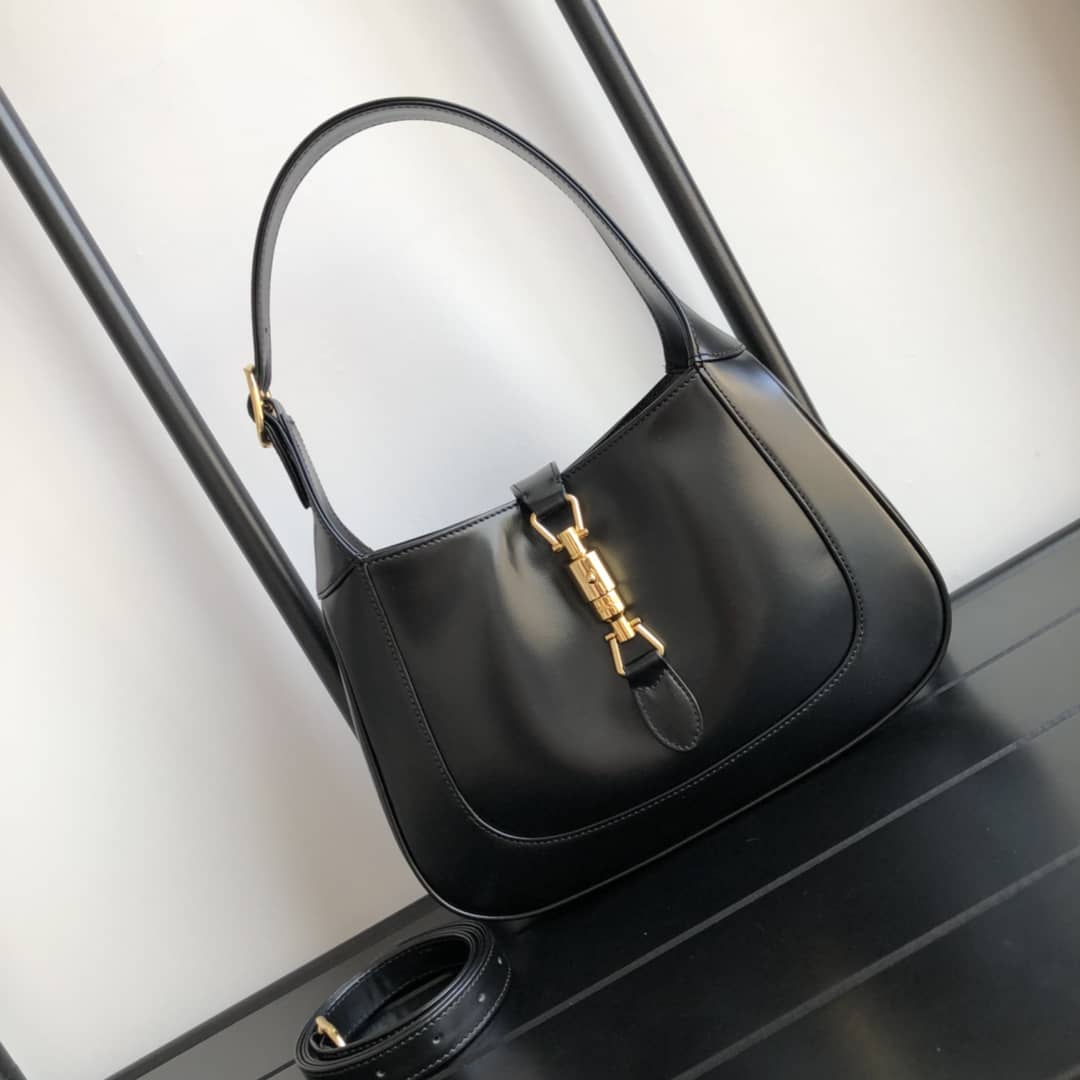 Best Replica Gucci GG Jackie 1961 Small Hobo Shoulder Bag Replica Black 636709 - Colareps