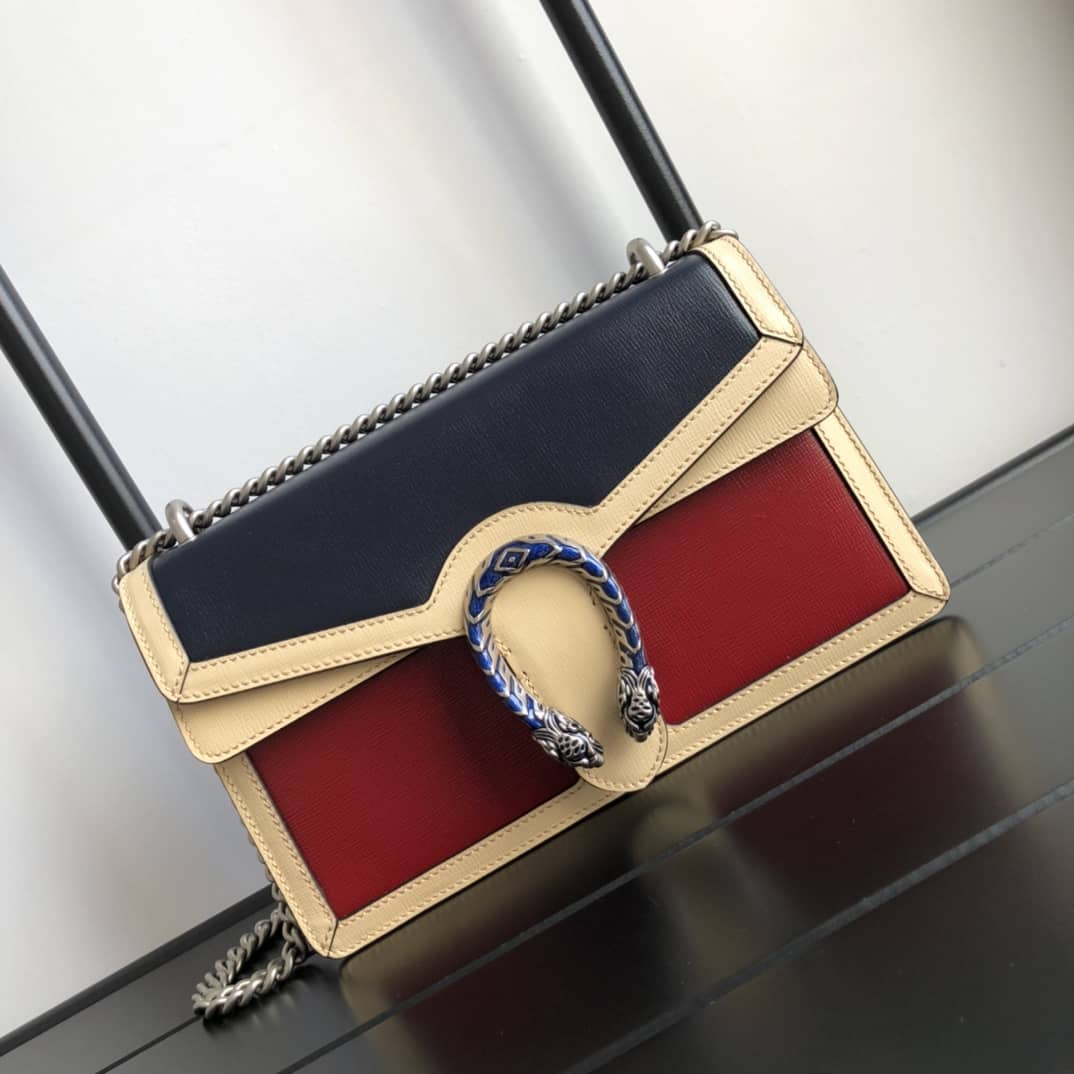 Best Replica Gucci GG Supreme Dionysus Chain Shoulder Bag Replica Blue Red 400249 - Colareps