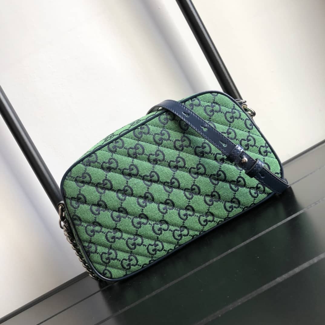 Best Replica Gucci GG Marmont Small Shoulder Handbag Camera Bag Replica Green 447632 - Colareps