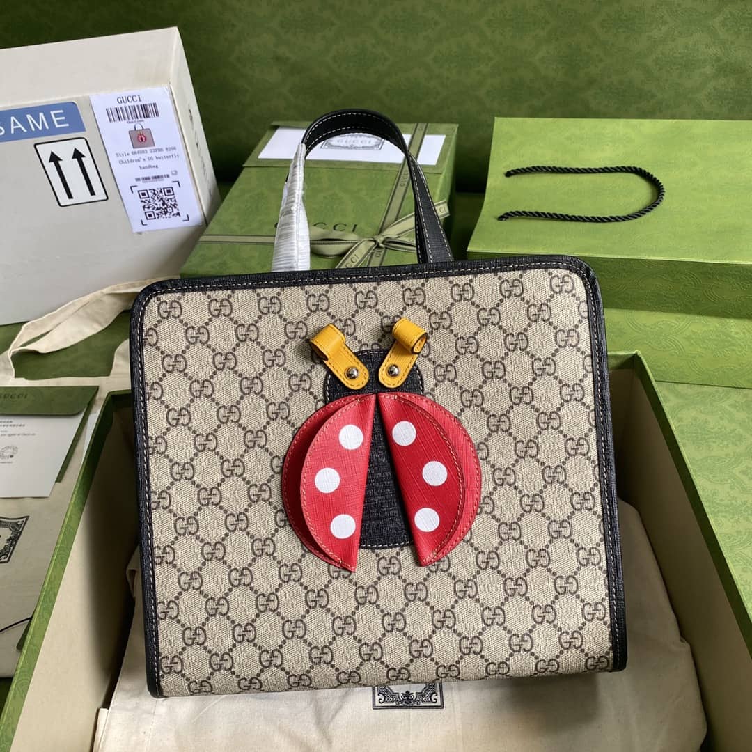 Best Replica Gucci GG Supreme Children Ladybug Canvas Tote Replica 664083 - Colareps