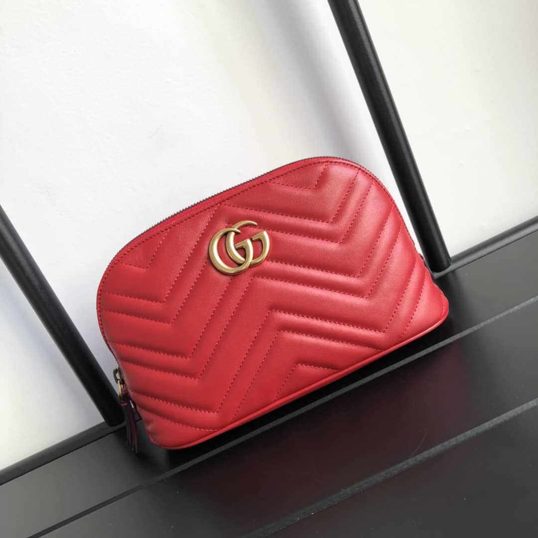 Best Replica Gucci GG Marmont Quilted Vanity Bag Replica Red 625690 - Colareps