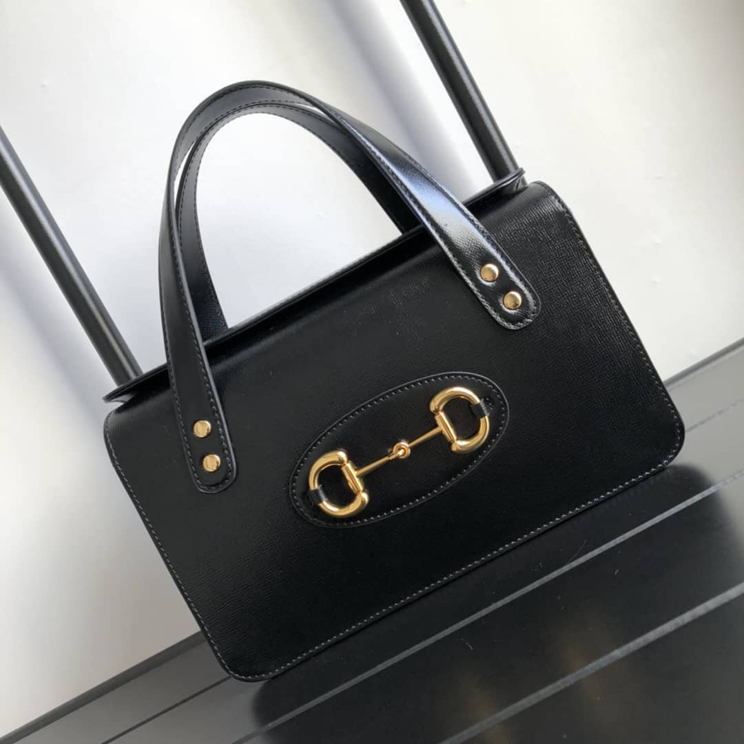 Best Replica Gucci Horsebit Bag Dupe 1955 Small Top Handle Replica Bag Black 627323 - Colareps