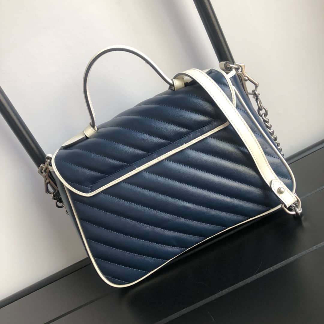 Best Replica Gucci Marmont Small Handle Shoulder Bag Replica Blue 498110 - Colareps