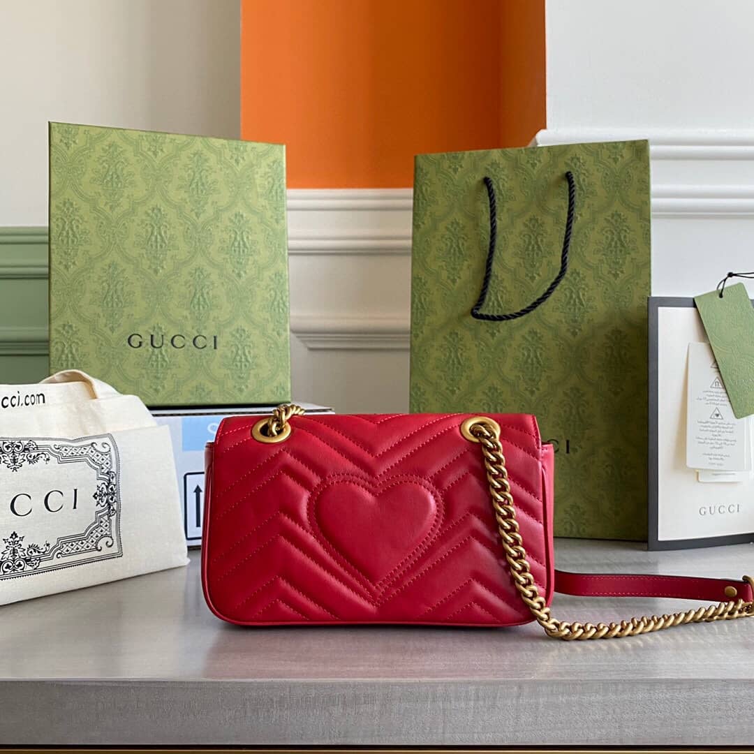 Best Replica Gucci GG Marmont Matelasse Shoulder Bag Replica Red 443497 - Colareps
