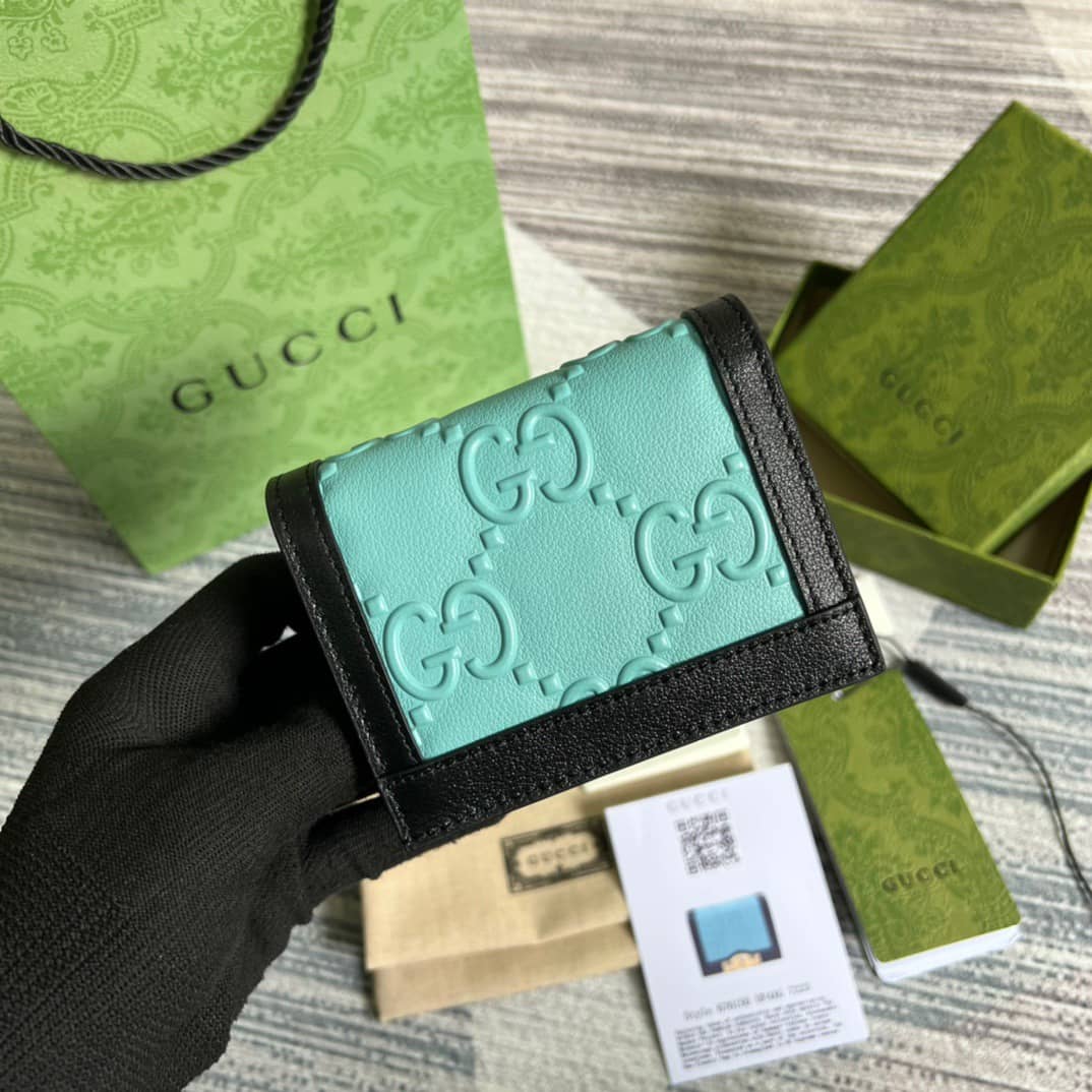 Best Replica Gucci GG Card Case Blue 676150 Replica Wallet - Colareps