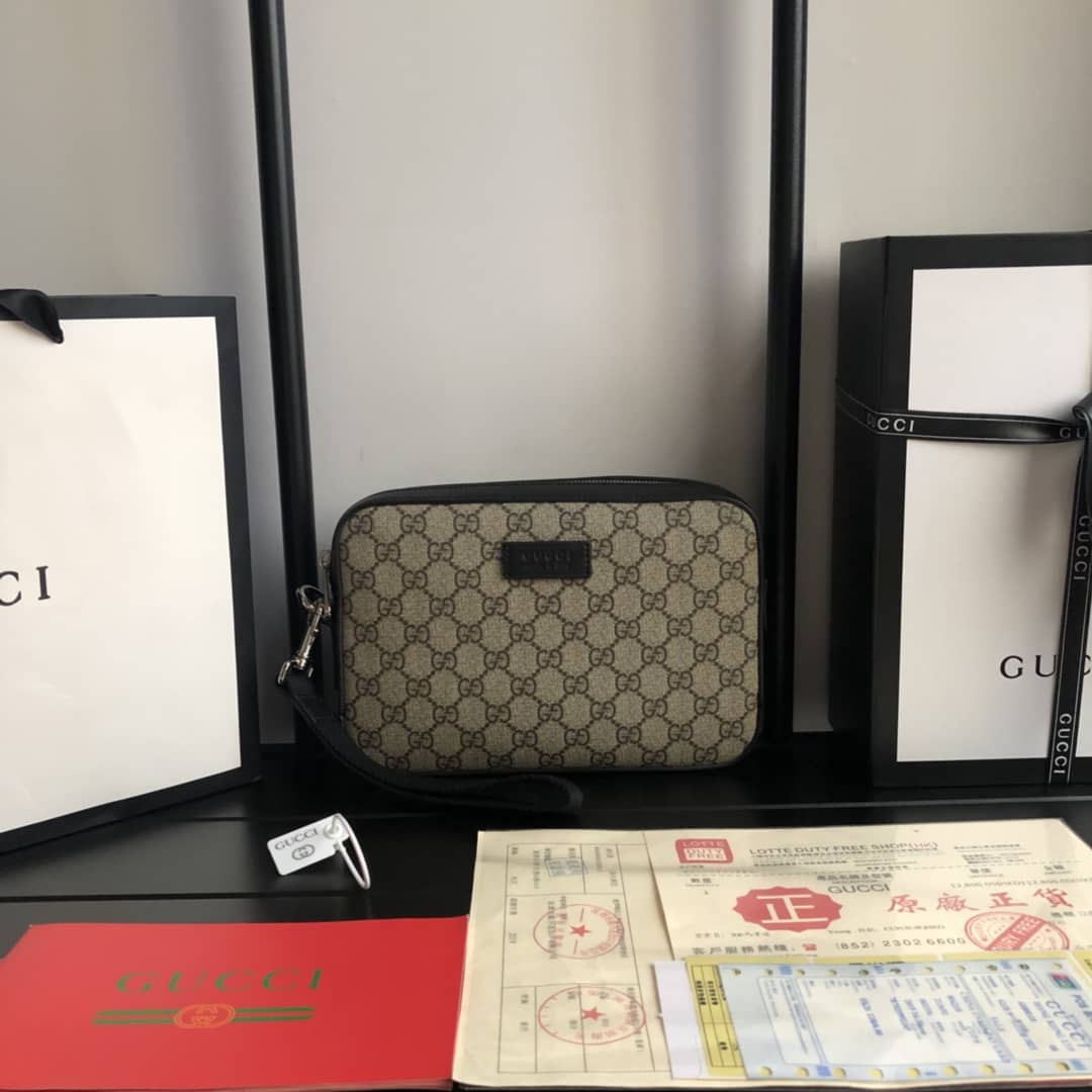 Best Replica Gucci GG Supreme Wash Bag Replica Brown 495562 - Colareps