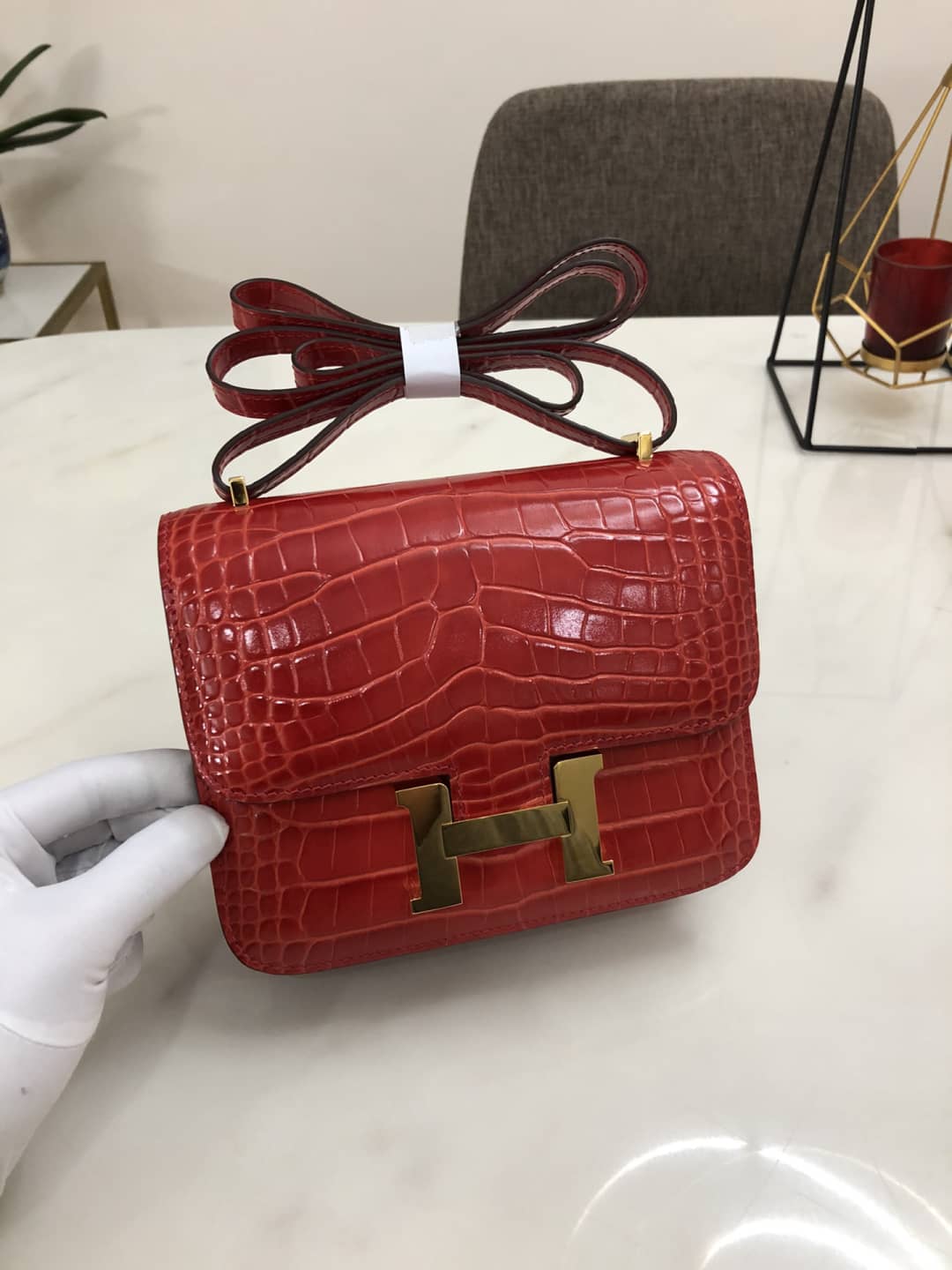 Best Replica Hermes Replica Constance 18CM Crocodile Shiny Bag - Colareps