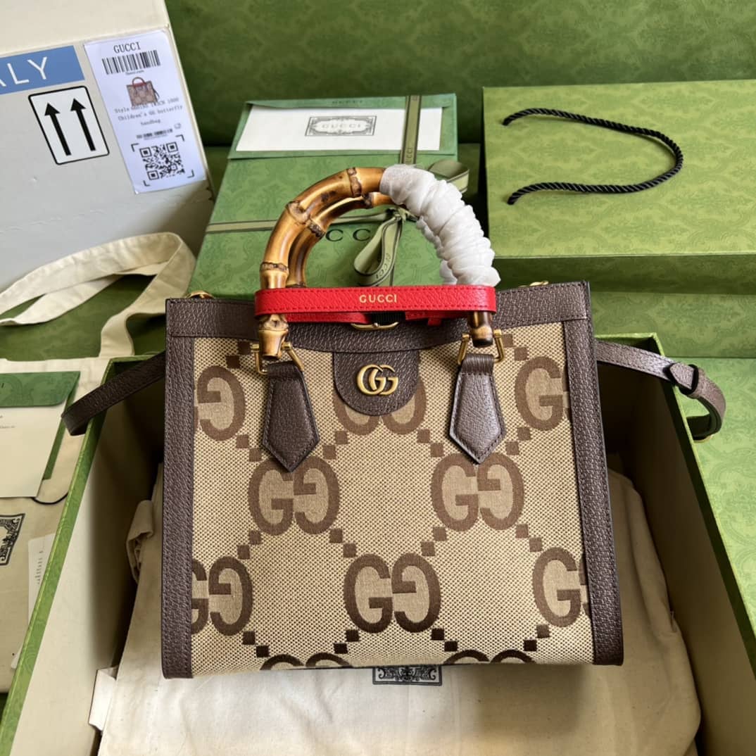 Best Replica Gucci Diana Jumbo GG Small Dark Coffee 660195 Replica Tote Bag - Colareps