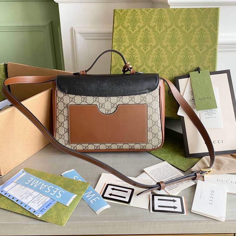 Best Replica Gucci Padlock Small GG Supreme Canvas Shoulder Bag Replica Black 644527 - Colareps