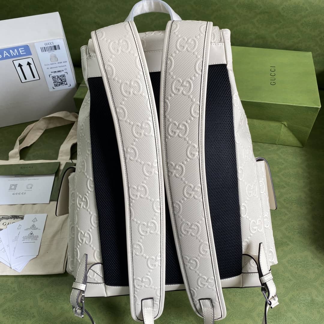 Best Replica Gucci GG Embossed Backpack Replica White 625770 - Colareps