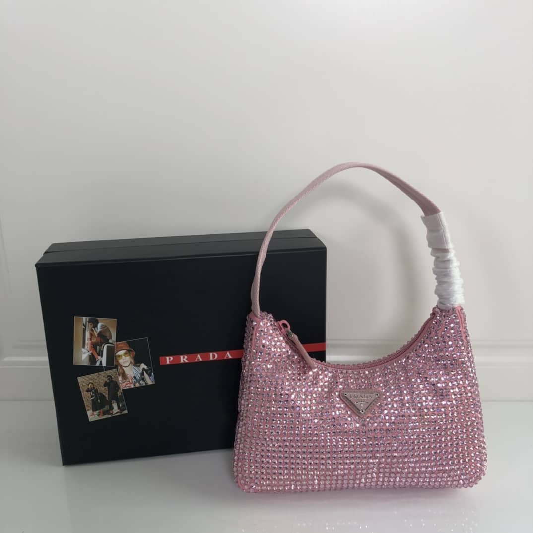 Best Replica Prada Satin Re-Edition 2000 Crystal Mini Hobo - Colareps