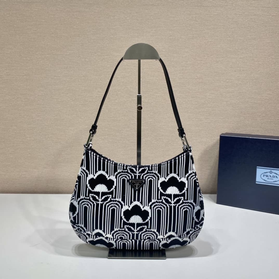 Best Replica Prada Cleo Bag Dupe Jacquard Knit And Leather Replica Bag - Colareps