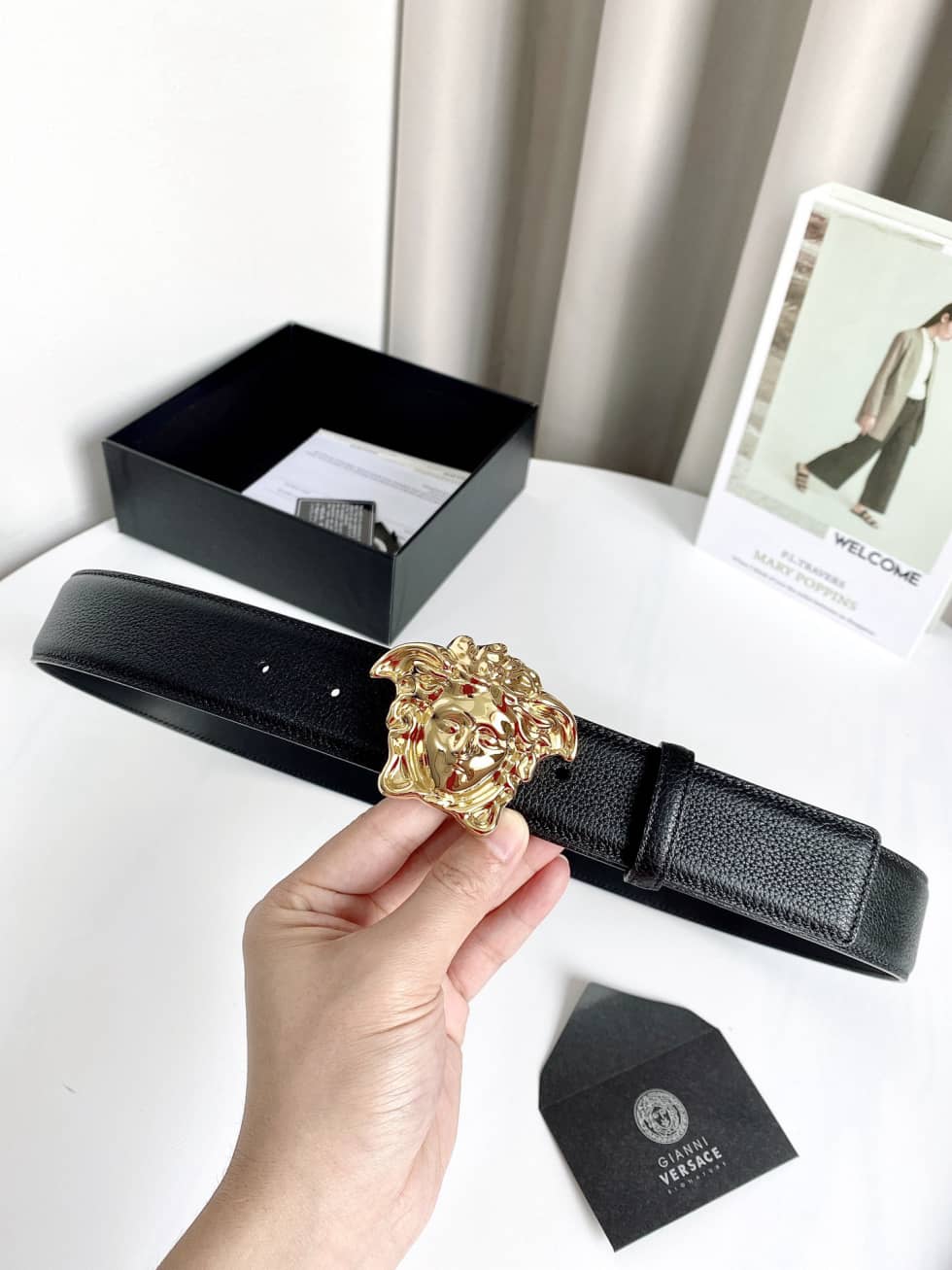 Best Replica 7 Star Versace Leather Belt 38mm - Colareps