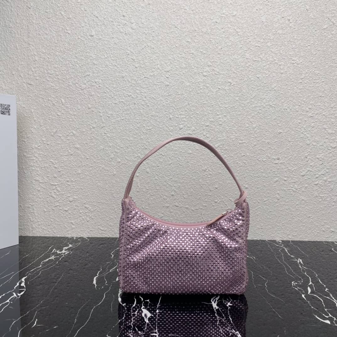 Best Replica Prada Satin Re-Edition 2000 Crystal Mini Hobo - Colareps