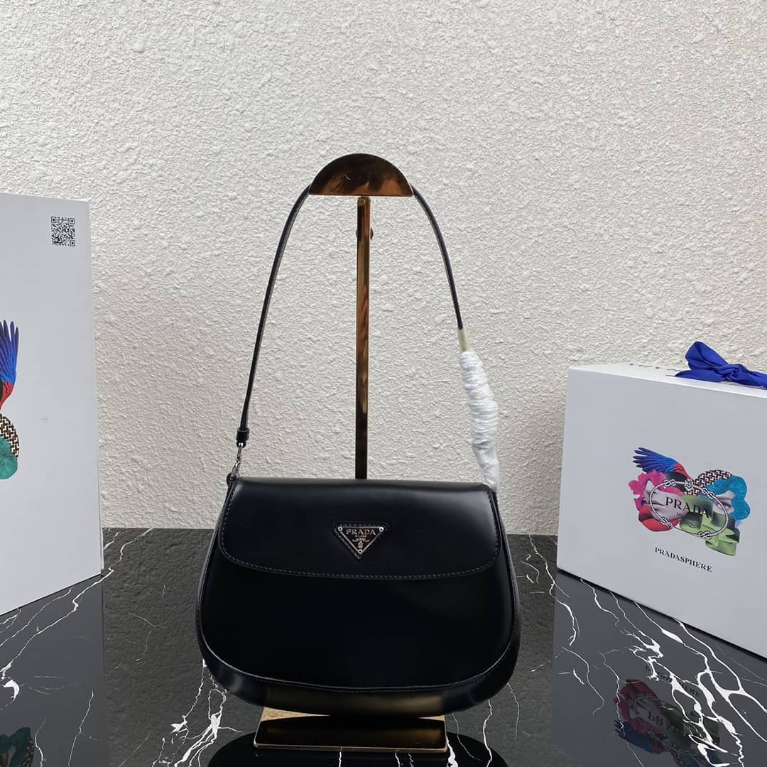 Best Replica Prada Cleo Bag Dupe Brushed Leather Flap Replica Shoulder Bag - Colareps