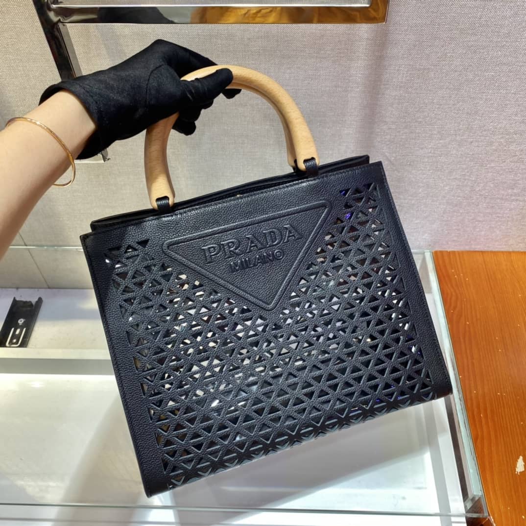 Best Replica Prada Hollow Out Cowhide Leather Beech Tote - Colareps
