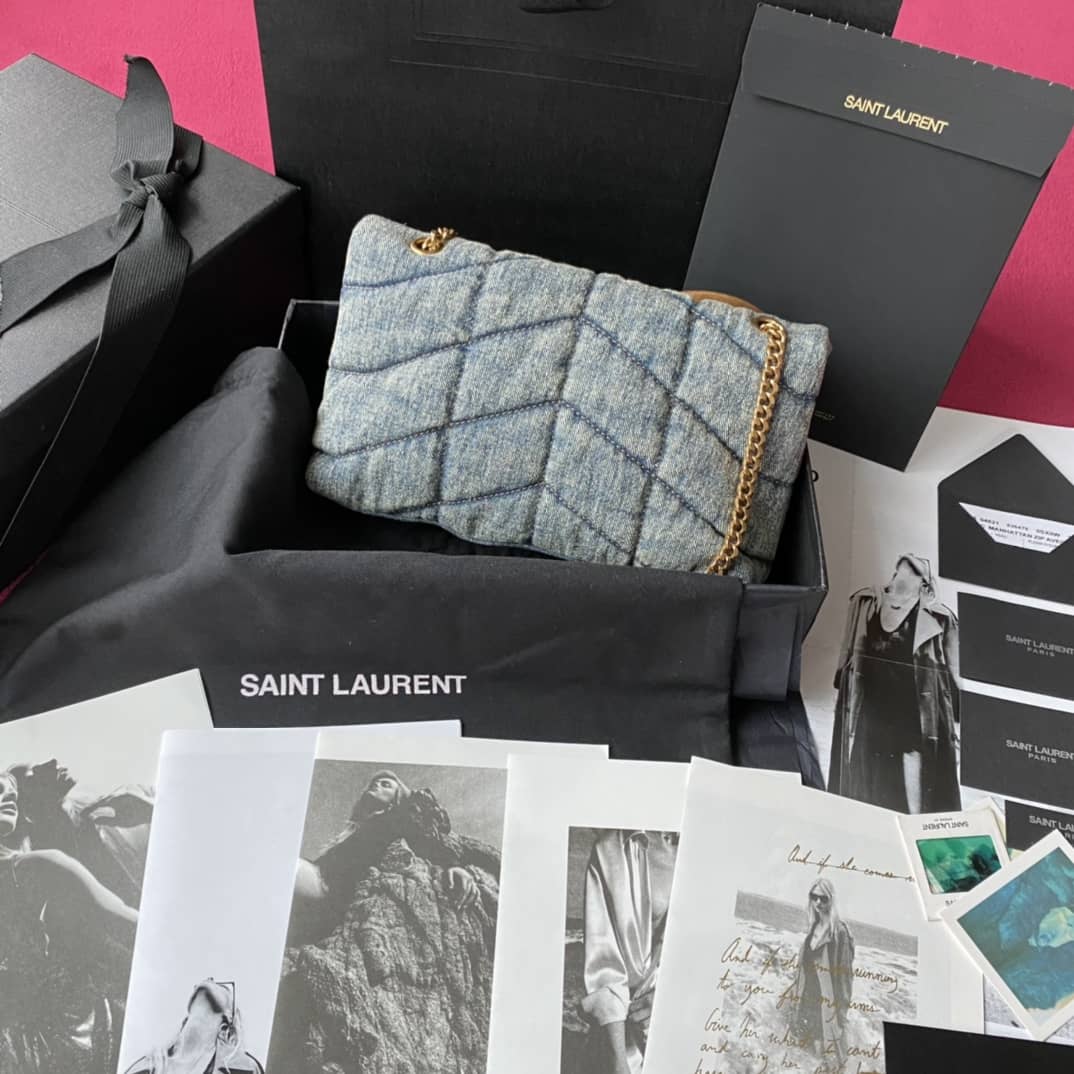 Best Replica YSL Replica Saint Laurent Loulou Denim Shoulder Bag - Colareps
