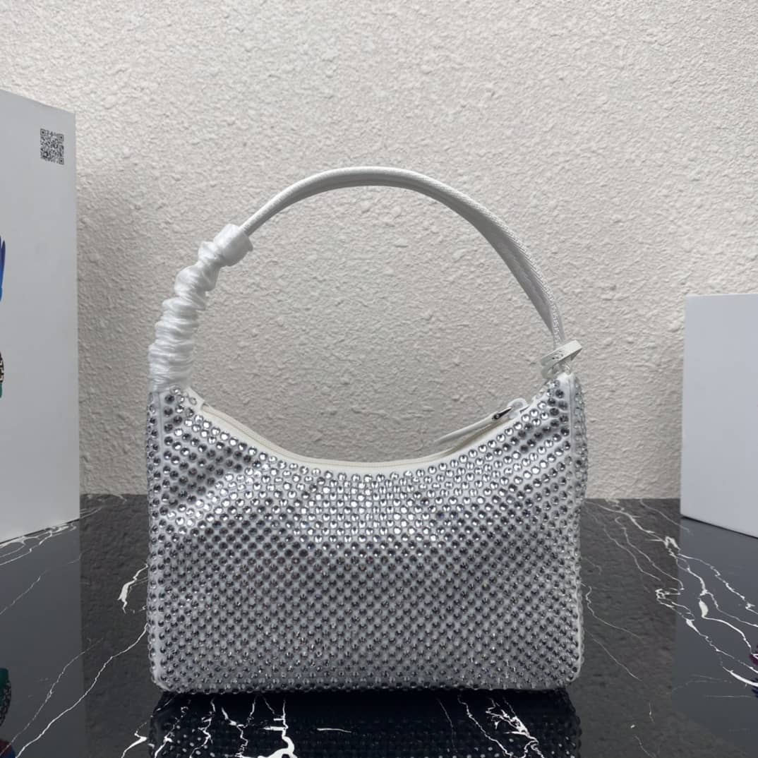 Best Replica Prada Satin Re-Edition 2000 Crystal Mini Hobo - Colareps