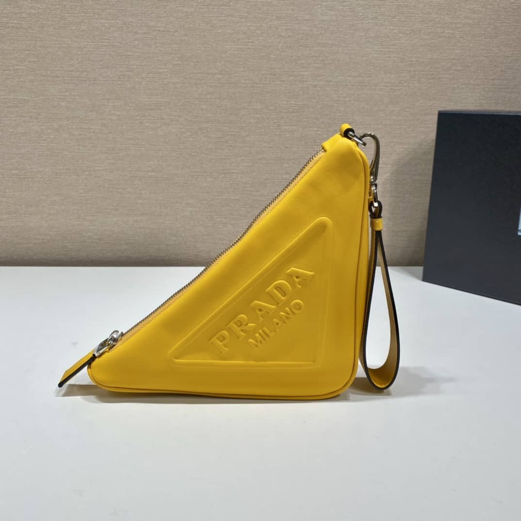 Best Replica Prada Lady Leather Triangle Leather Replica Pouch - Colareps