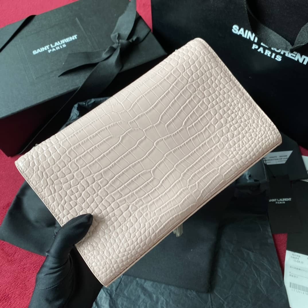 Best Replica YSL Monogram Kate Tassel Embossed Crocodile Shiny Leather Cohotbag - Colareps