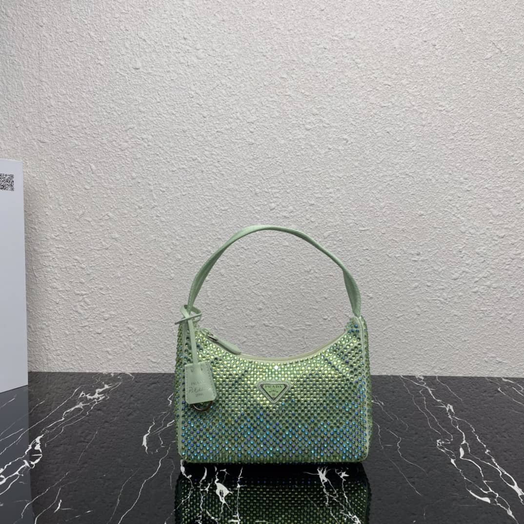 Best Replica Prada Satin Re-Edition 2000 Crystal Mini Hobo - Colareps