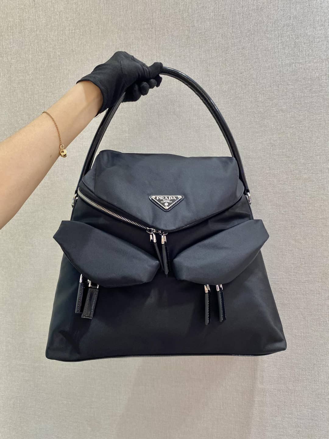 Best Replica Prada Signaux Nylon Leather Replica Hobo Bag - Colareps
