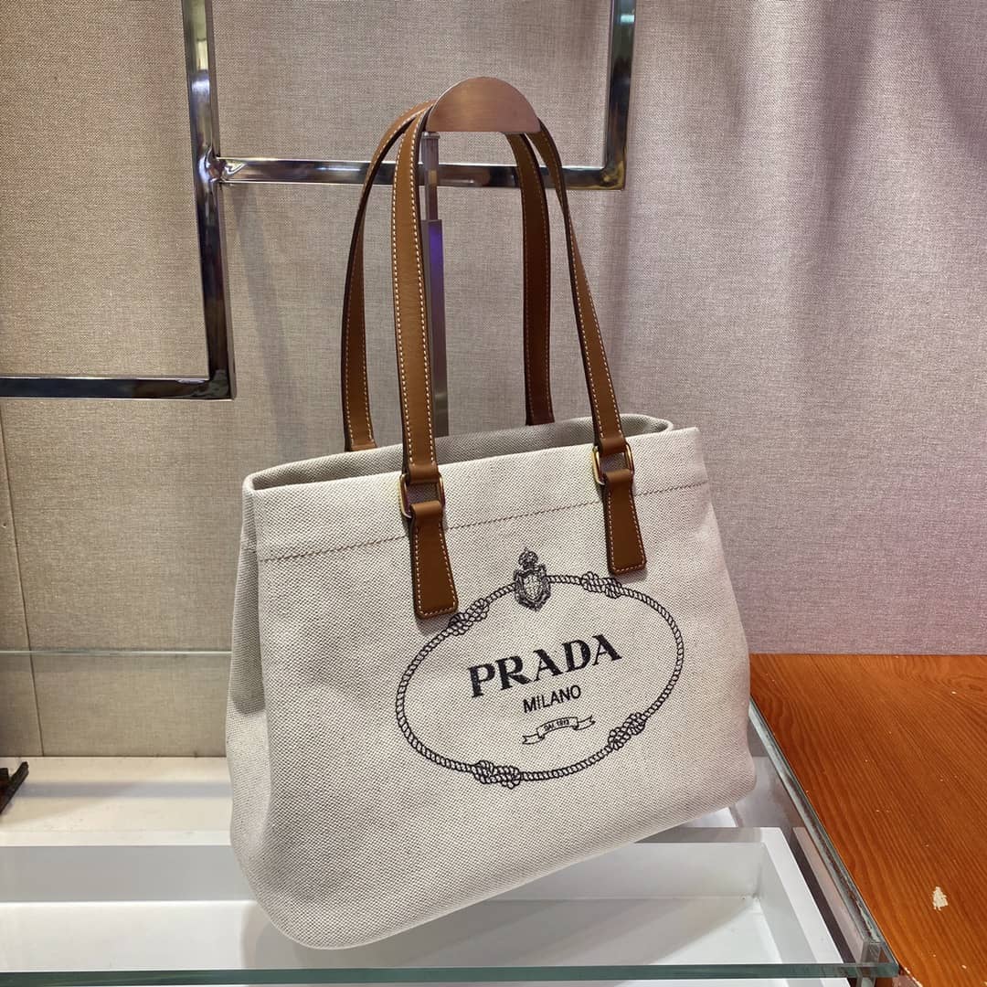 Best Replica Prada Raffia Tote Dupe Small Linen Blend Calf Leather Replica Tote - Colareps