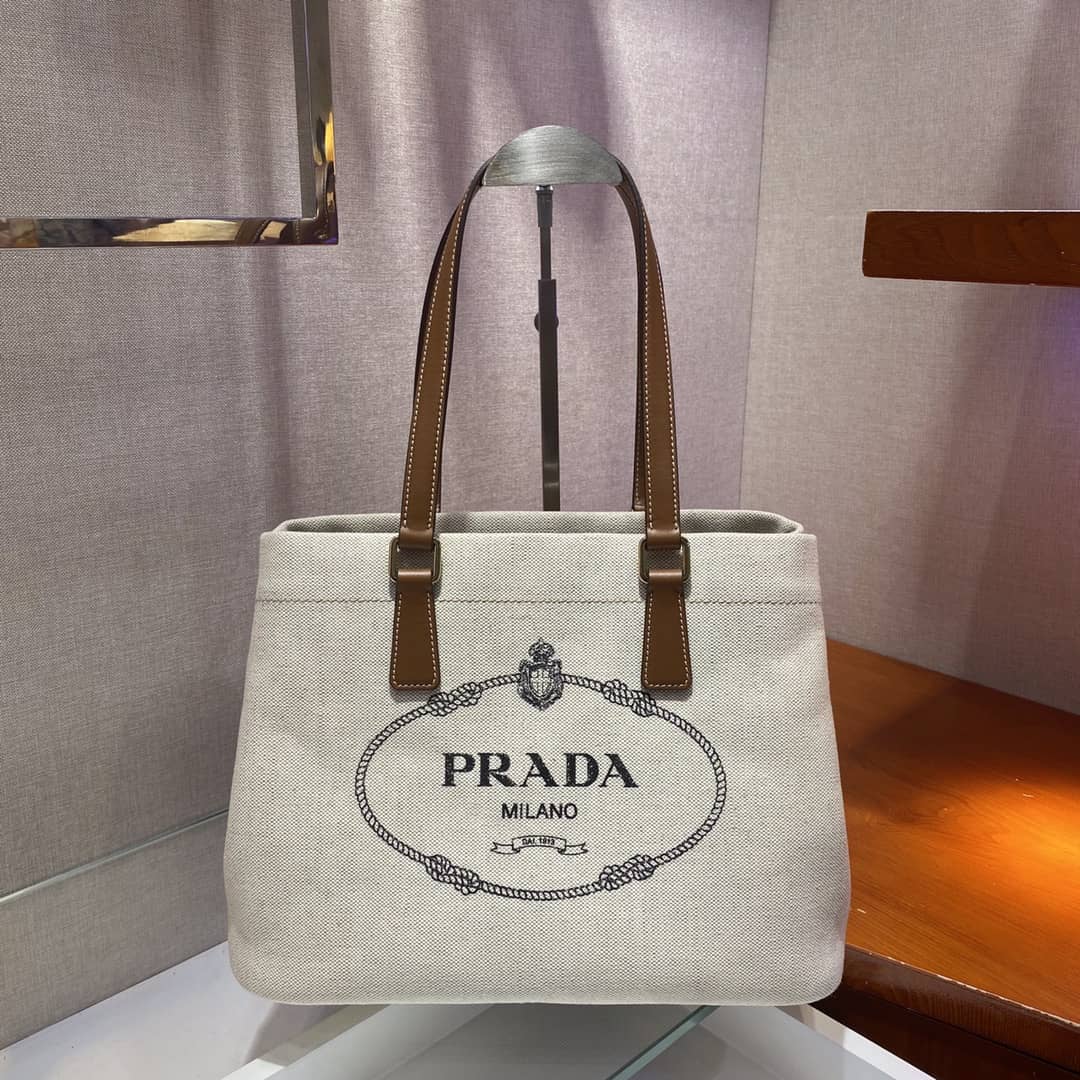 Best Replica Prada Raffia Tote Dupe Small Linen Blend Calf Leather Replica Tote - Colareps