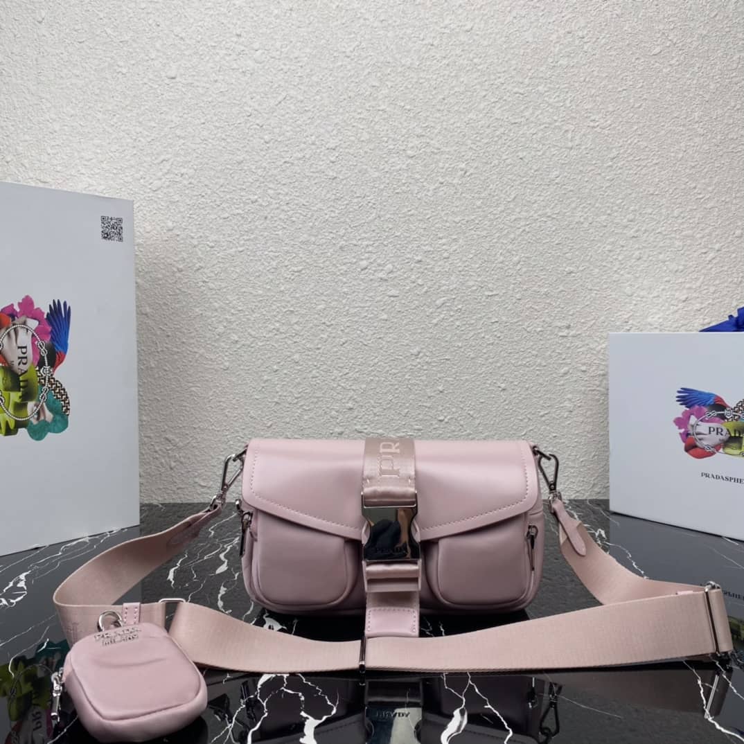 Best Replica Prada Pocket Nylon And Brushed Leather Replica Bag - Colareps