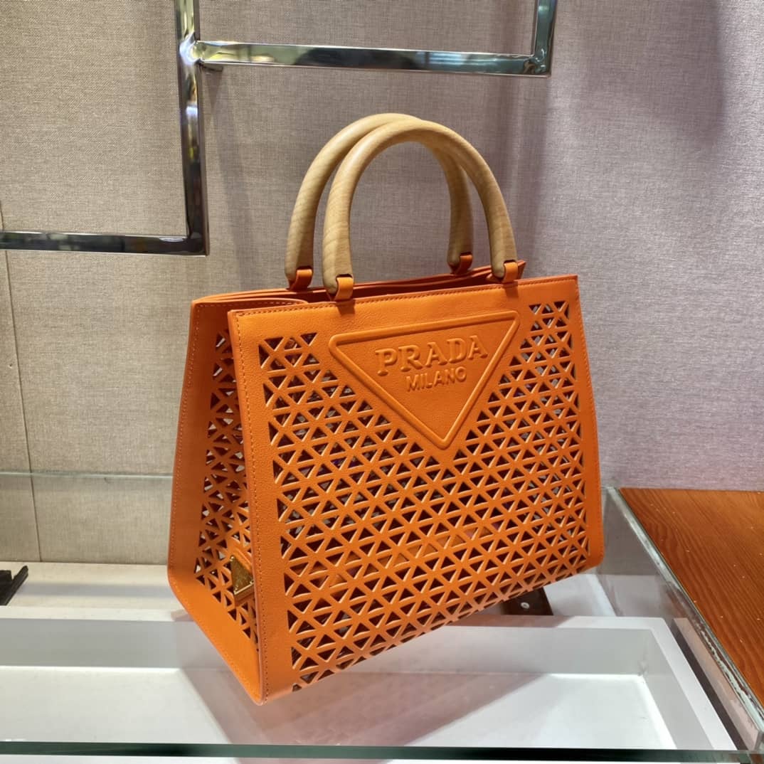 Best Replica Prada Hollow Out Cowhide Leather Beech Tote - Colareps