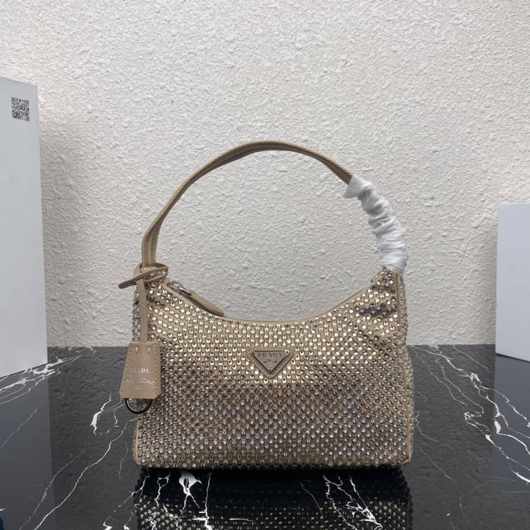 Best Replica Prada Satin Re-Edition 2000 Crystal Mini Hobo - Colareps