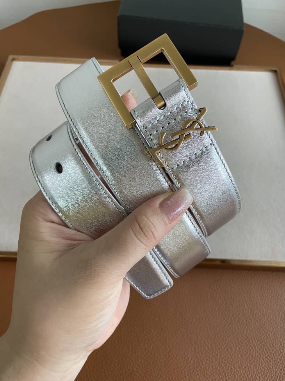 Best Replica 7 Star YSL Leather Belt 30mm For Lady - Colareps