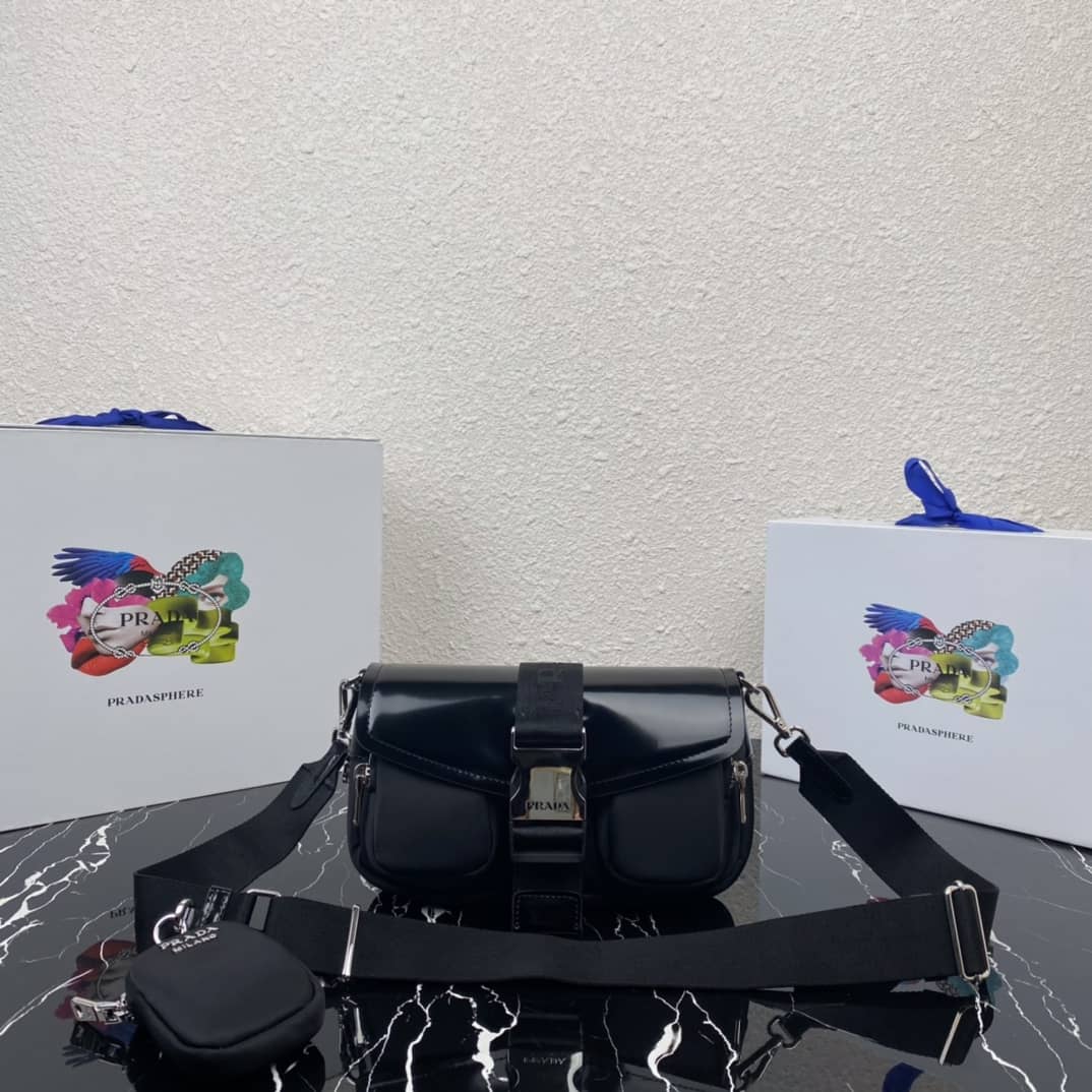 Best Replica Prada Pocket Nylon And Brushed Leather Replica Bag - Colareps