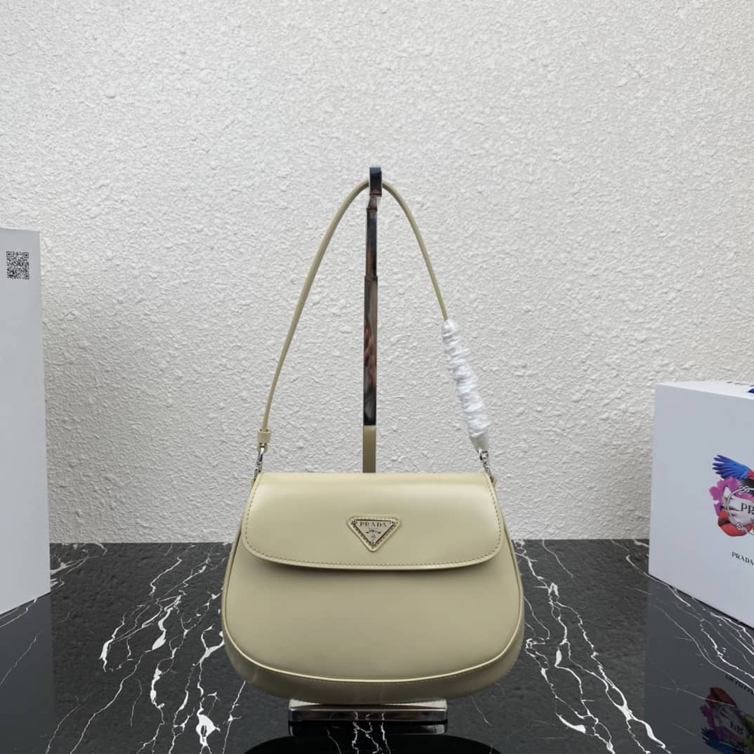 Best Replica Prada Cleo Bag Dupe Brushed Leather Flap Replica Shoulder Bag - Colareps