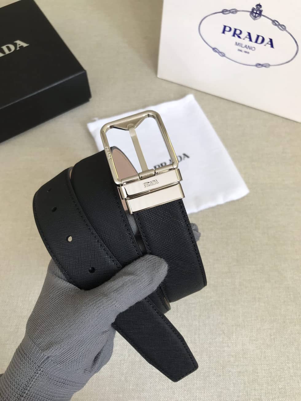 Best Replica Fake Prada Logo Belt 35mm - Colareps