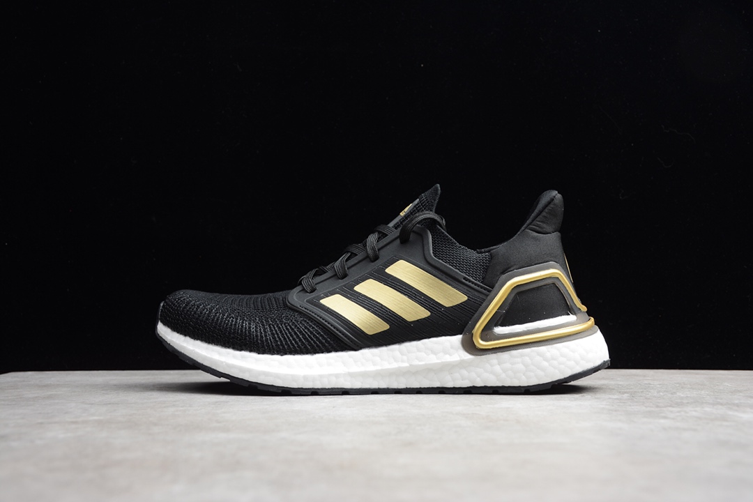 Best Replica adidas Ultra Boost 20 Black Gold White EE4393 - Colareps