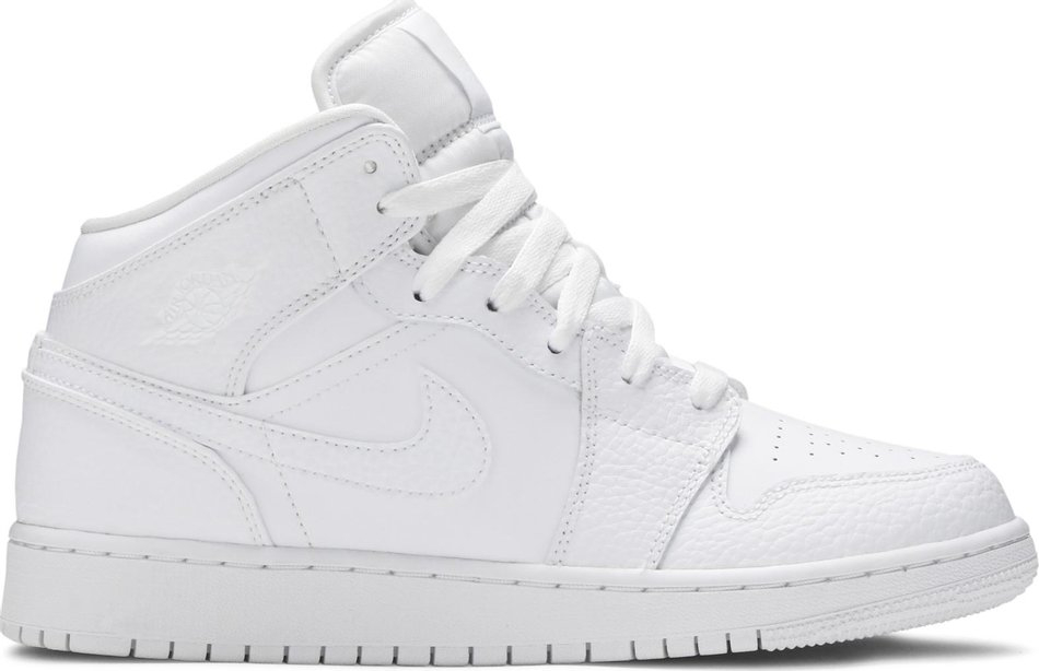 Best Replica Air Jordan 1 Mid GS  Triple White  554725-130 - Colareps
