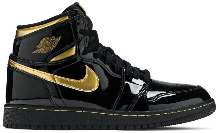 Best Replica Air Jordan 1 Retro High OG GS  Black Metallic Gold  575441-032 - Colareps