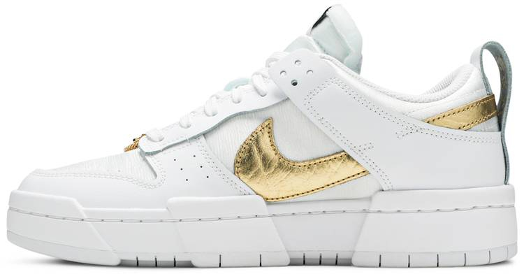Best Replica Wmns Dunk Low Disrupt  White Metallic Gold  DD9676-100 - Colareps