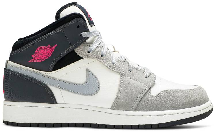 Best Replica Air Jordan 1 Mid  White Grey Hyper Pink  555112-117 - Colareps