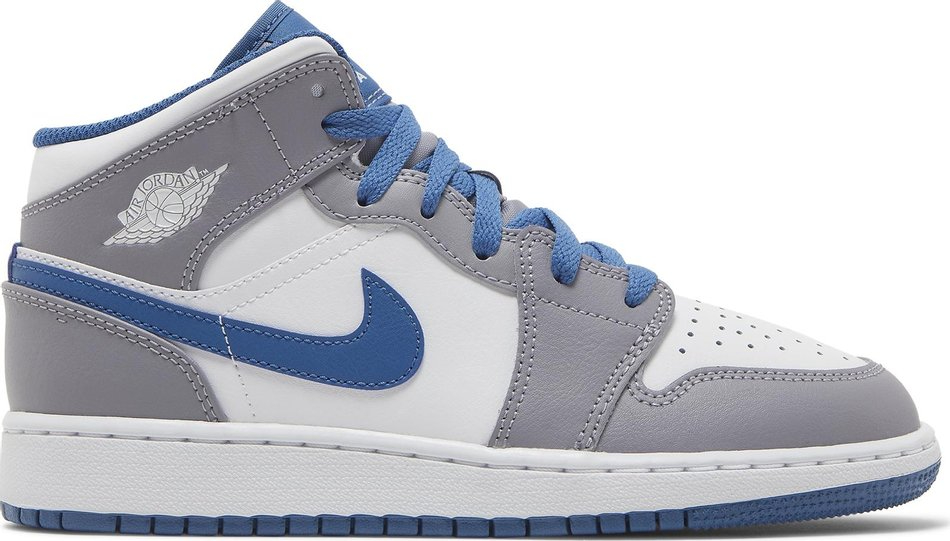 Best Replica Air Jordan 1 Mid GS  Cement True Blue  DQ8423-014 - Colareps